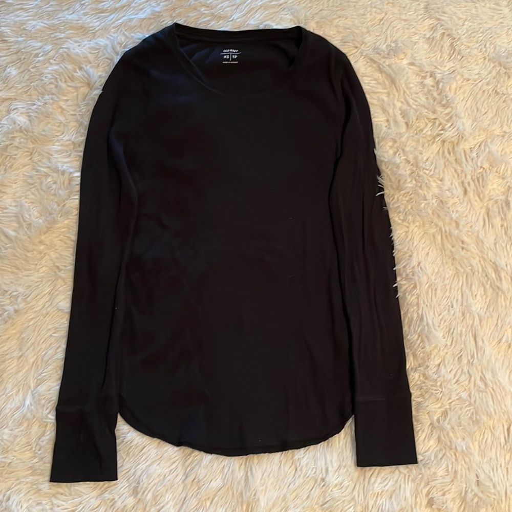 black waffle long sleeve tee